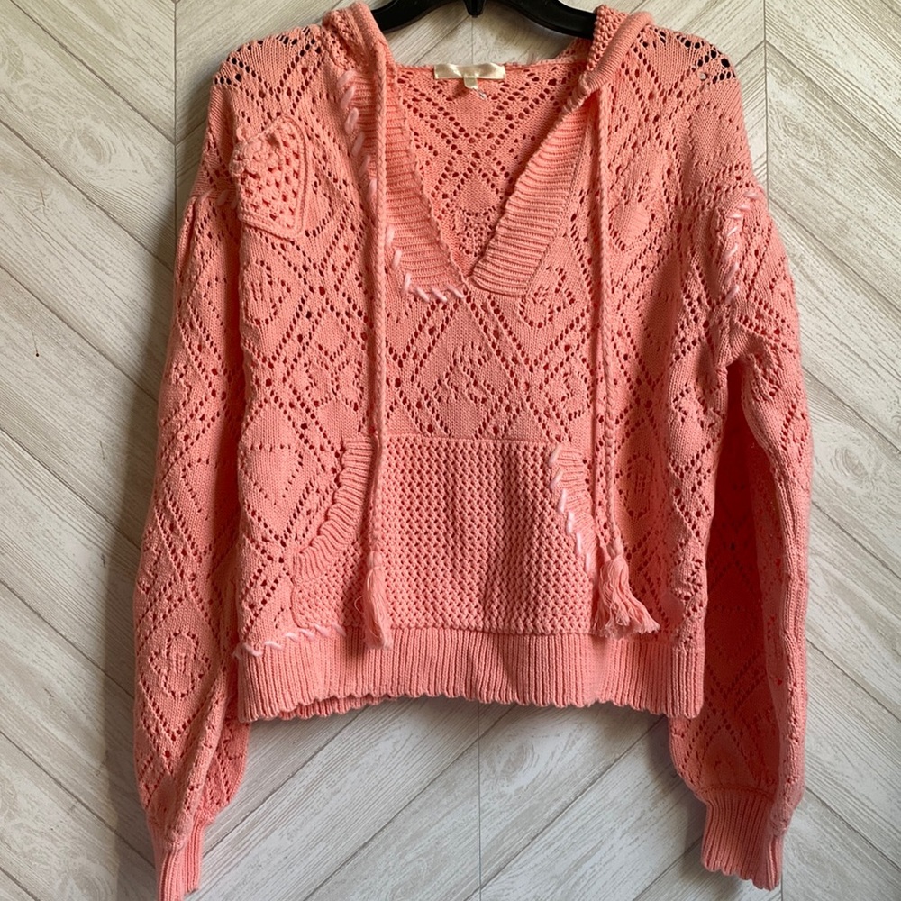 Loveshackfancy pink open knit sweater xs - Picture 2 of 7